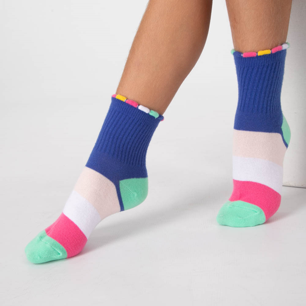 alternate view Striped Scallop Anklet Socks 5 Pack - Little Kid - MulticolorALT1