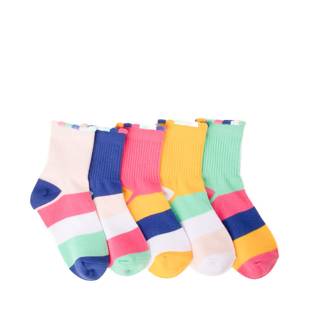 Striped Scallop Anklet Socks 5 Pack - Little Kid - Multicolor