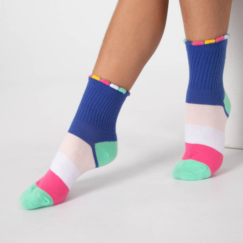 Rainbow Striped Anklet Toe Socks