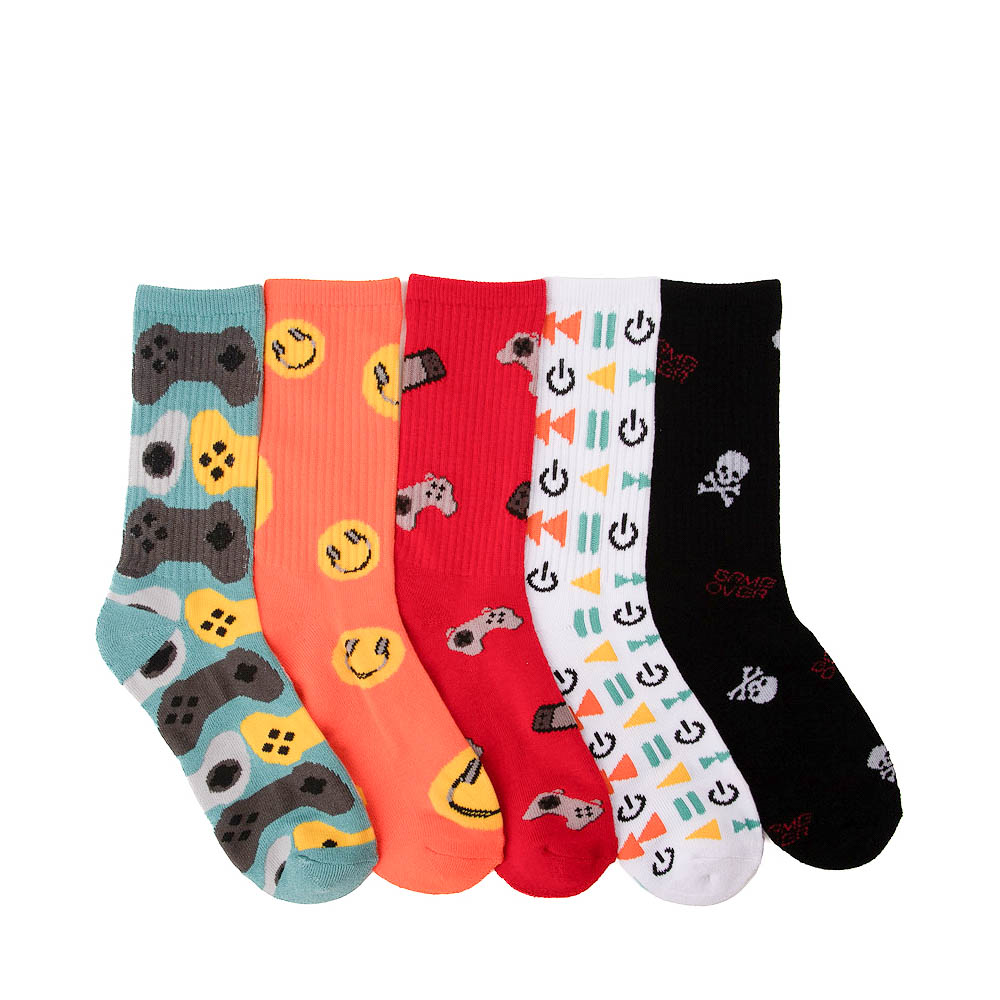 Gamer Crew Socks 5 Pack - Big Kid - Multicolor