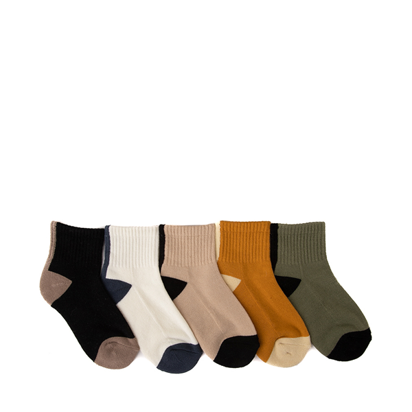 Alternate view of Solid Accent Quarter Socks 5 Pack - Little Kid - Multicolor