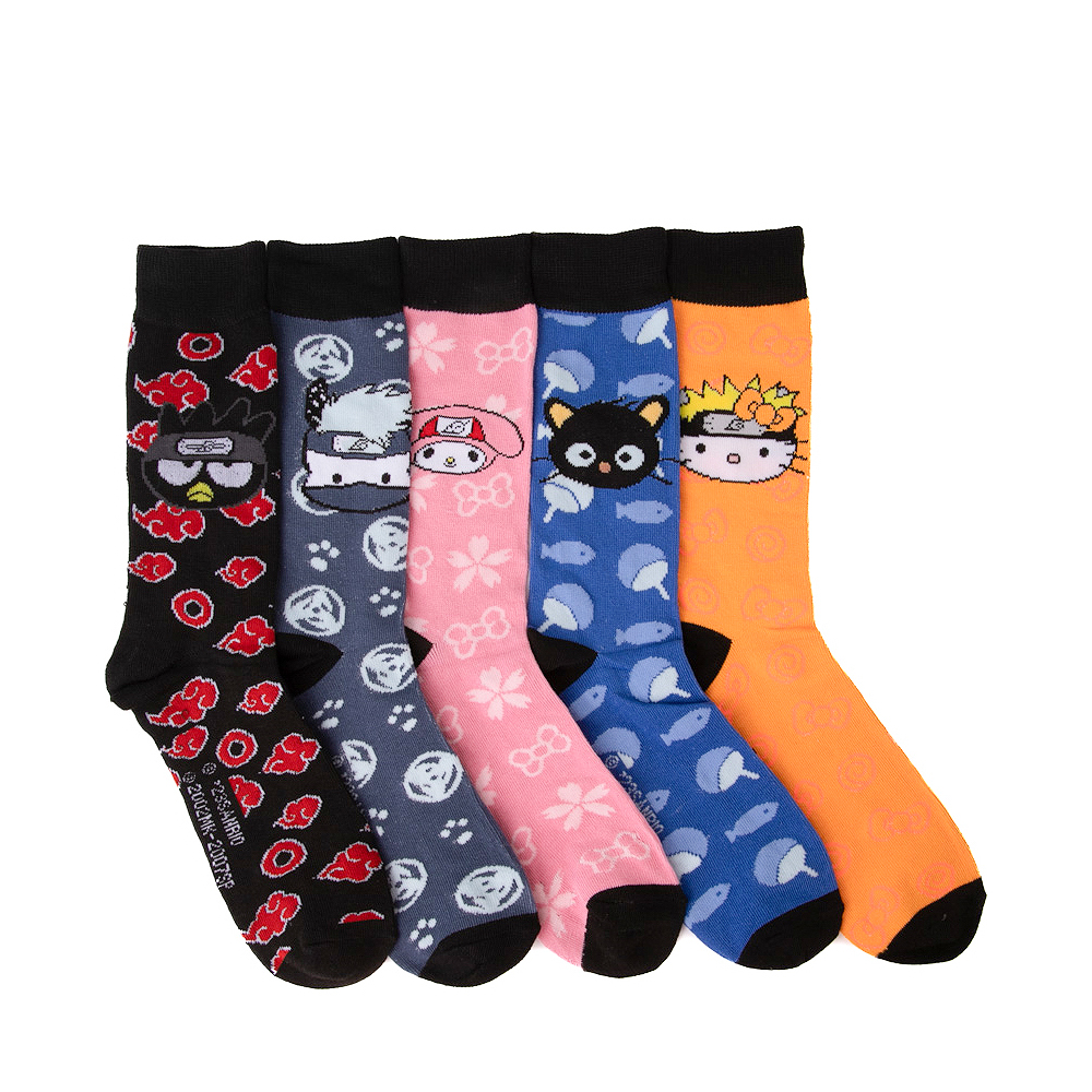 Womens Hello Kitty&reg; x Naruto Crew Socks 5 Pack - Multicolor
