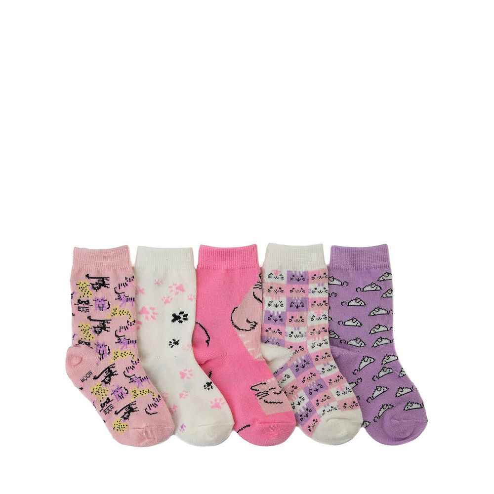 Cute Kitty Demi-Crew Socks 5 Pack - Toddler - Multicolor