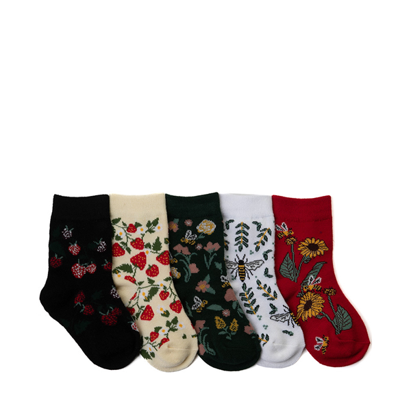 Main view of Strawberry Glow Crew Socks 5 Pack - Toddler - Multicolor