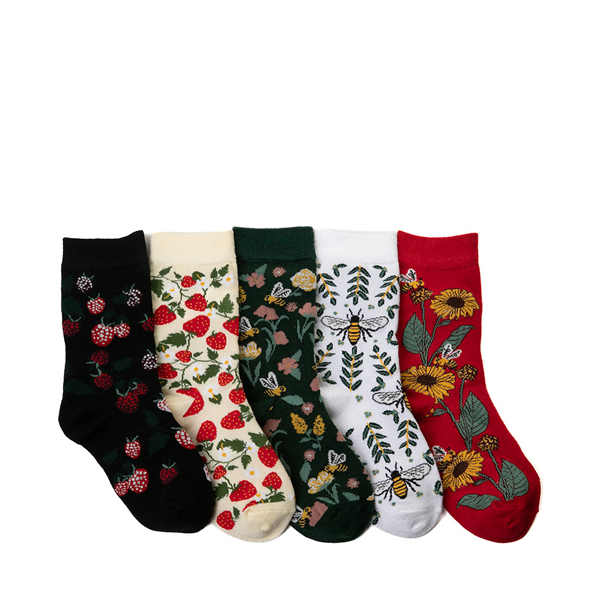Main view of Strawberry Glow Crew Socks 5 Pack - Little Kid - Multicolor