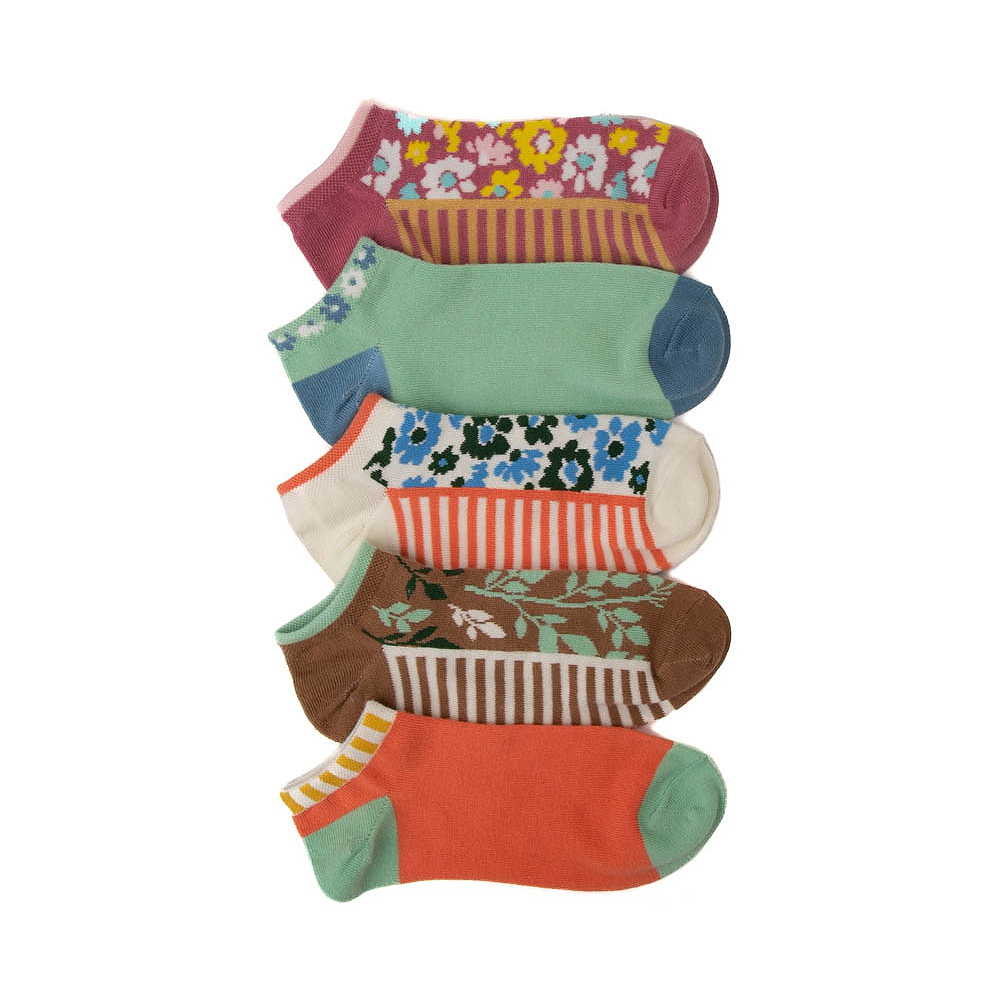 Womens Floral Welt Pop Low-Cut Socks 5 Pack - Multicolor