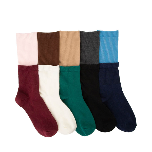Main view of Womens Double-Welt Crew Socks 5 Pack - Multicolor