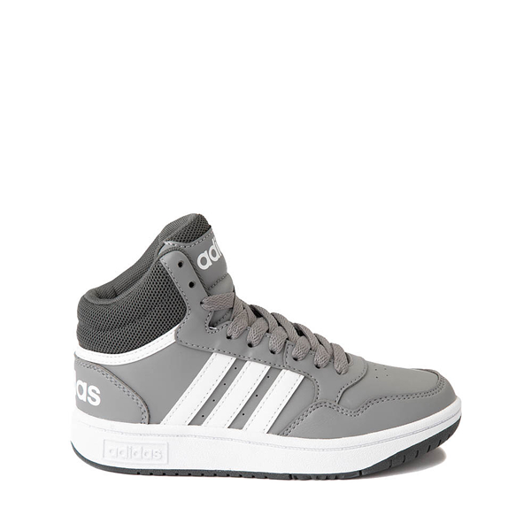 Main view of adidas Hoops Mid 3.0 Athletic Shoe - Little Kid / Big Kid - Gray / White