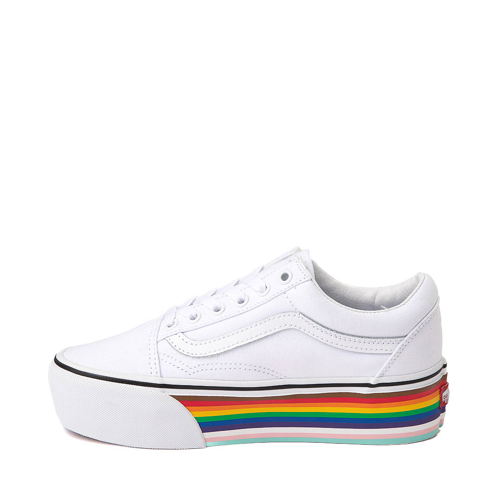 Vans Pride Old Skool Stackform Shoe - White / Rainbow | Journeys