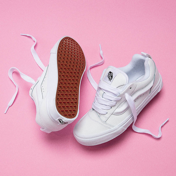Vans Knu Skool Leather Skate Shoe - True White Monochrome