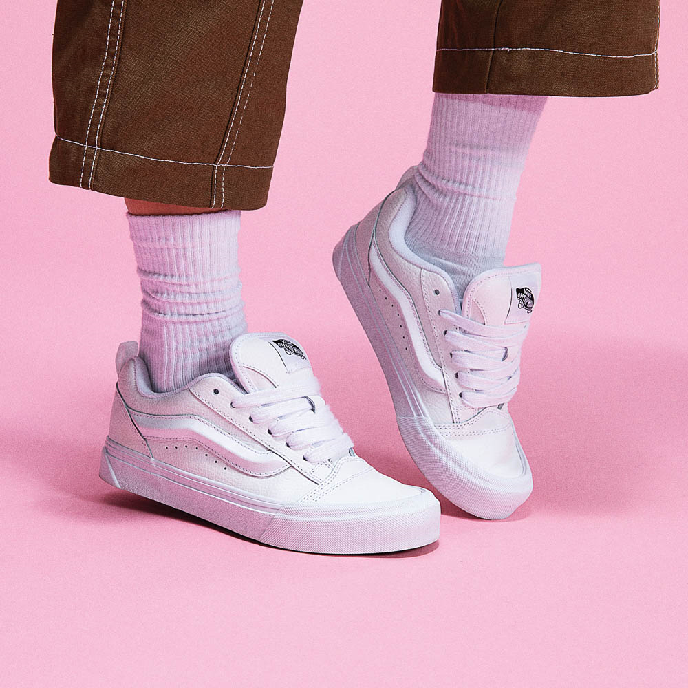 Vans Knu Skool Leather Skate Shoe - True White Monochrome | Journeys