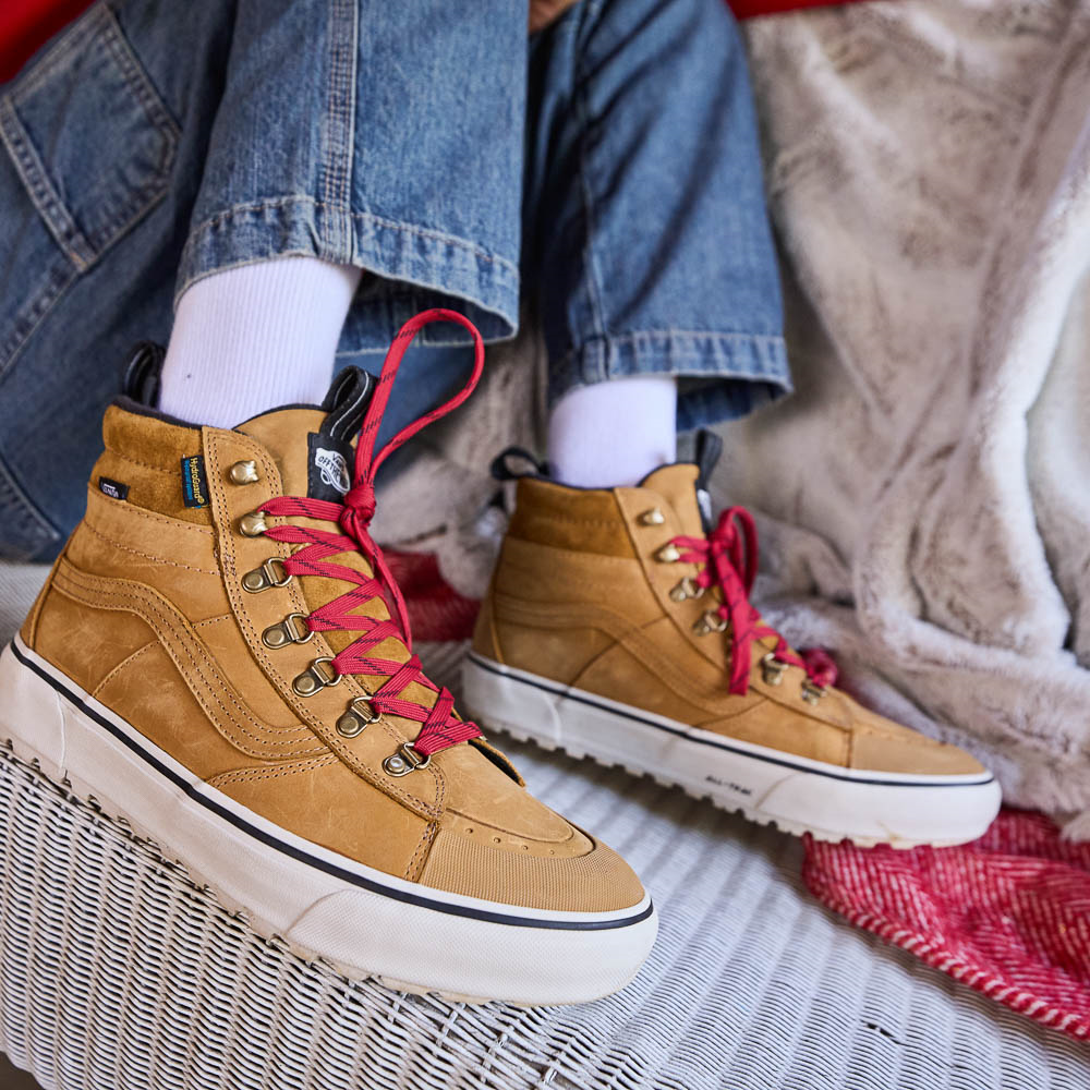 all tan high top vans