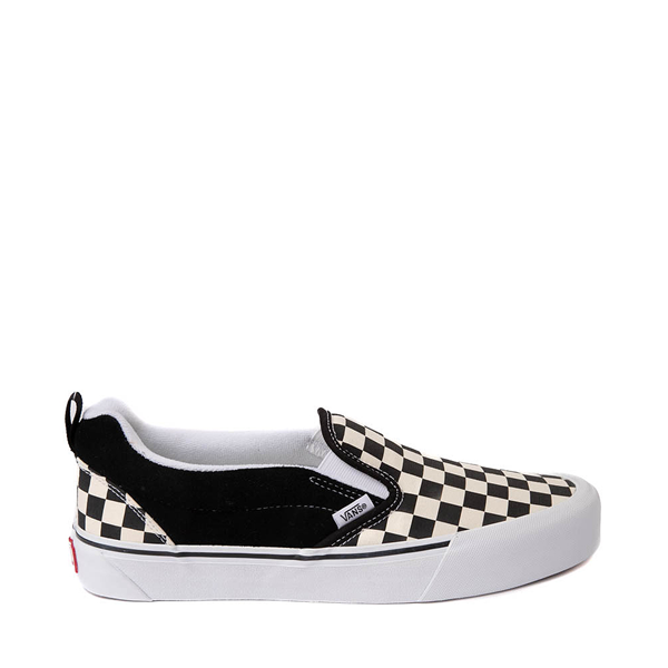 Main view of Vans Knu Slip-On Checkerboard Skate Shoe - Black / White