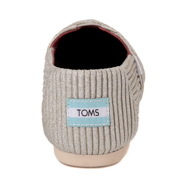 alternate view Womens TOMS Classic Glimmer Slip On Casual Shoe - SilverALT4
