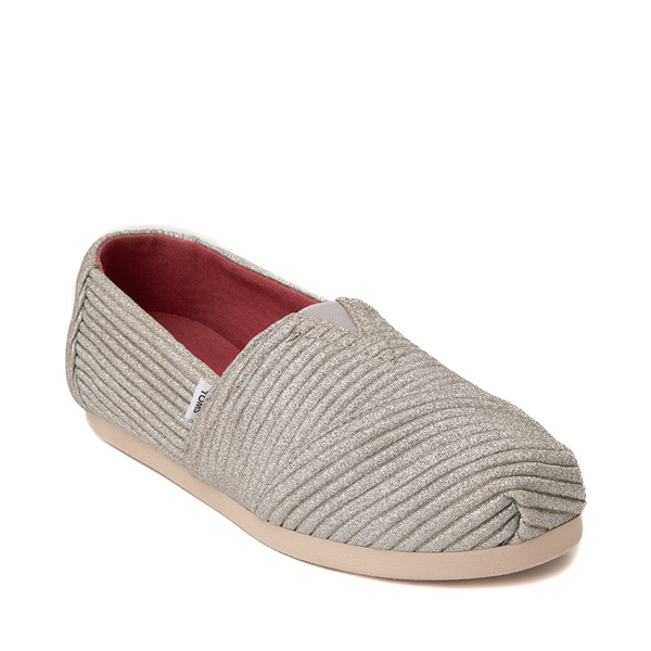alternate view Womens TOMS Classic Glimmer Slip On Casual Shoe - SilverALT5