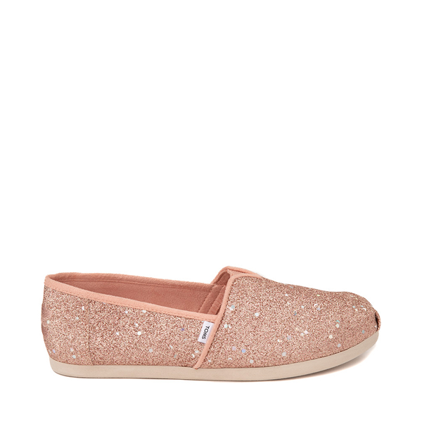 Main view of Womens TOMS Alpargata Glimmer Slip On Casual Shoe - Rose Gold