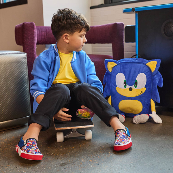 alternate view Ground Up Sonic The Hedgehog™ Slip-On Sneaker - Little Kid / Big Kid - Blue / MulticolorALT1B
