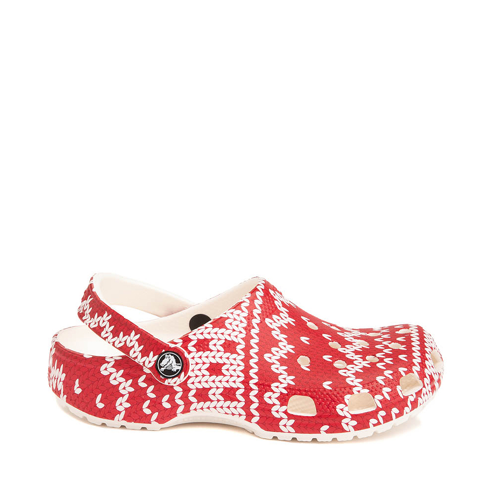 Crocs Classic Holiday Sweater Clog - Red / White | Journeys