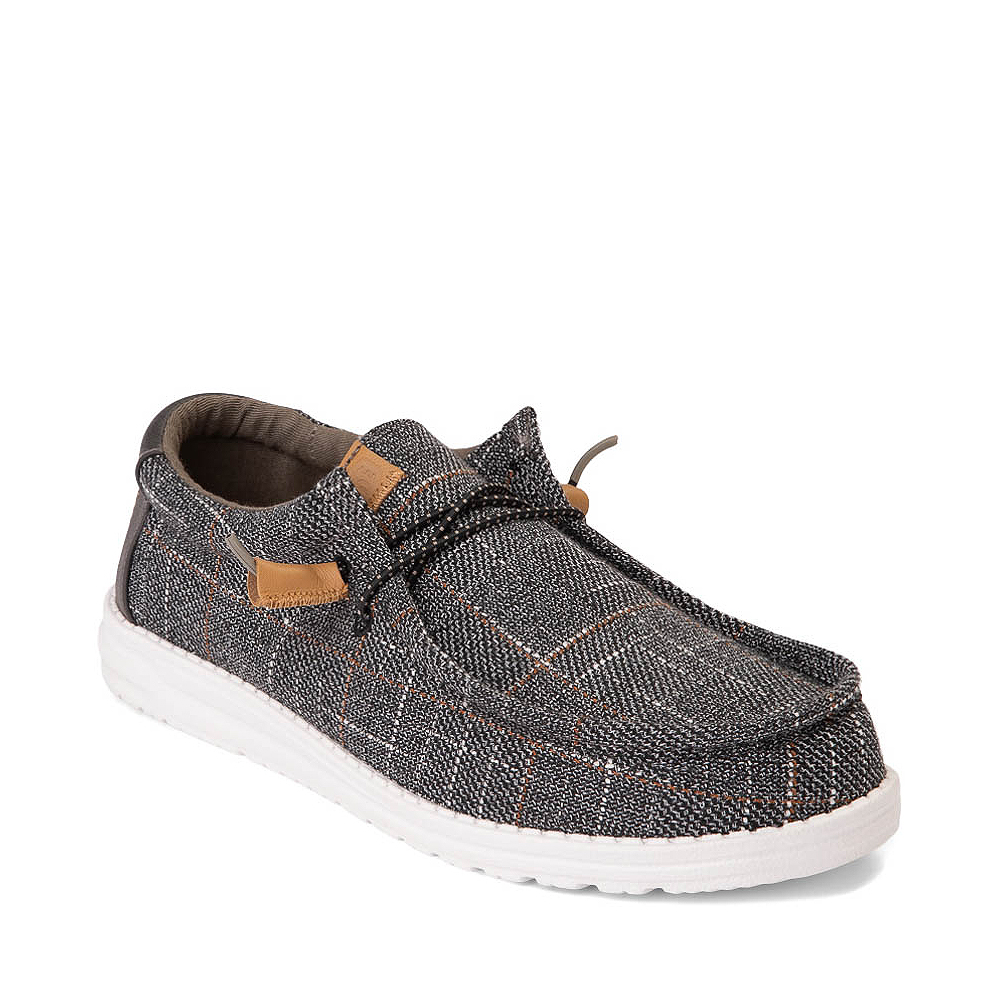 Mens HEYDUDE Wally Slip On Casual Shoe - Grey / Plaid | Journeys