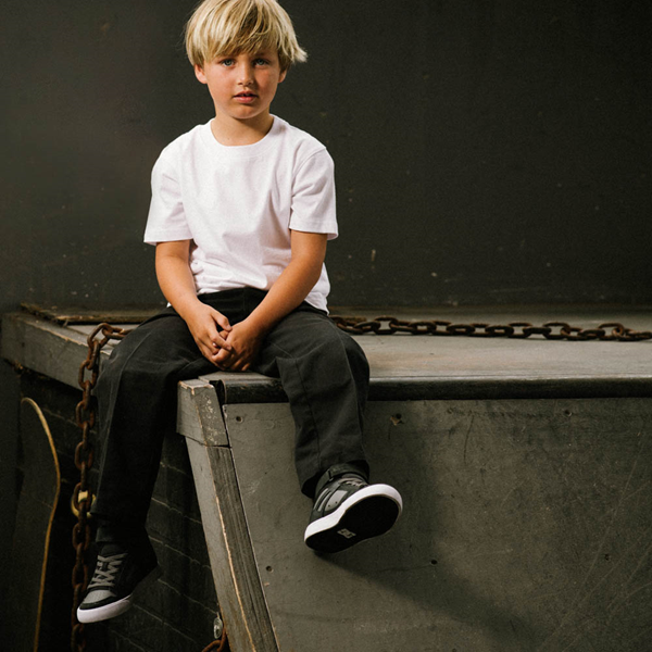 alternate view DC Pure Hi Elastic Skate Shoe - Little Kid / Big Kid - Anthracite / BlackALT1B