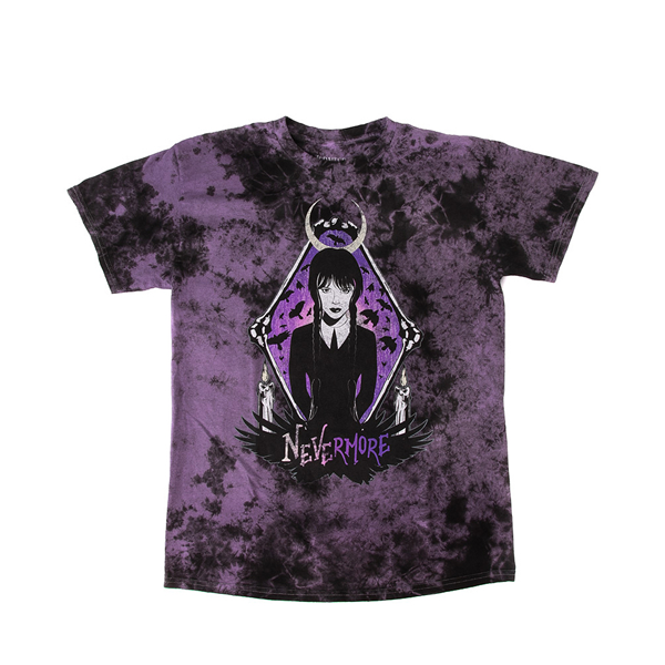 Main view of Wednesday Addams Tee - Black / Purple Acid Wash