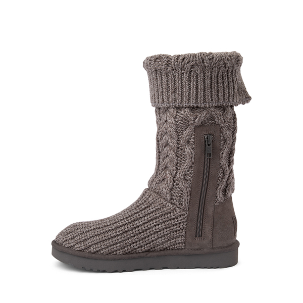 Womens UGG® Classic Cardi Cabled Knit Boot - Gray | Journeys