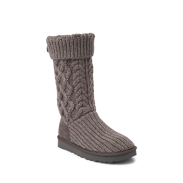 Womens UGG® Classic Cardi Cabled Knit Boot - Gray |