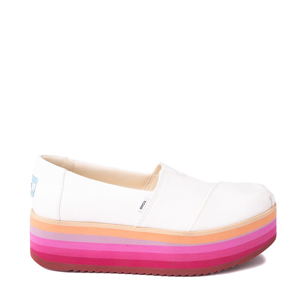 Womens TOMS Classic Slip On Platform Casual Shoe - White