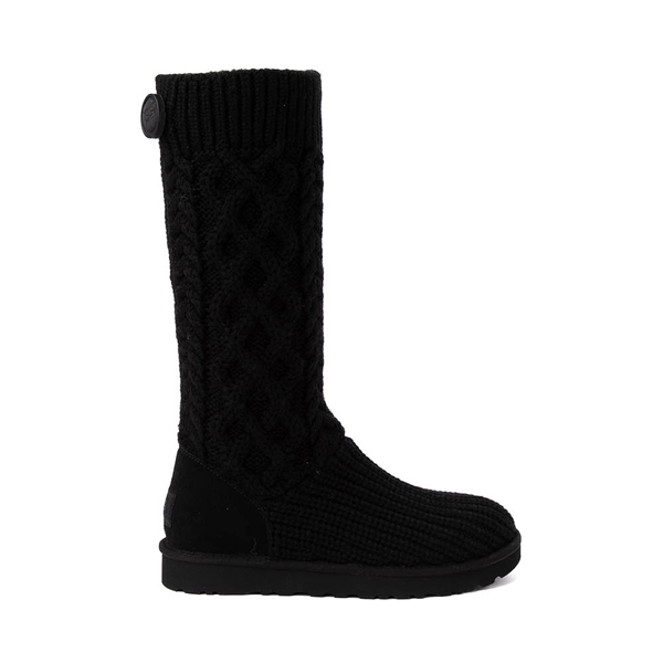alternate view Womens UGG® Classic Cardi Cabled Knit Boot - BlackALT1