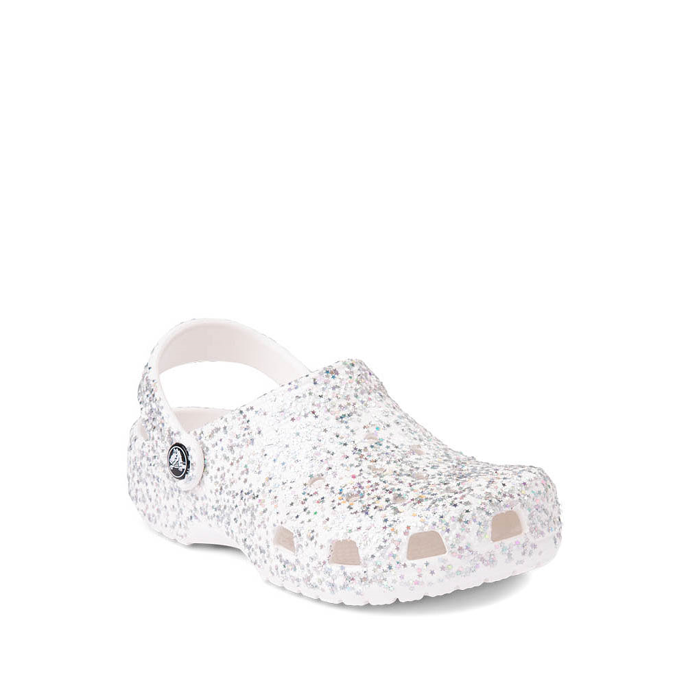 sparkly silver crocs
