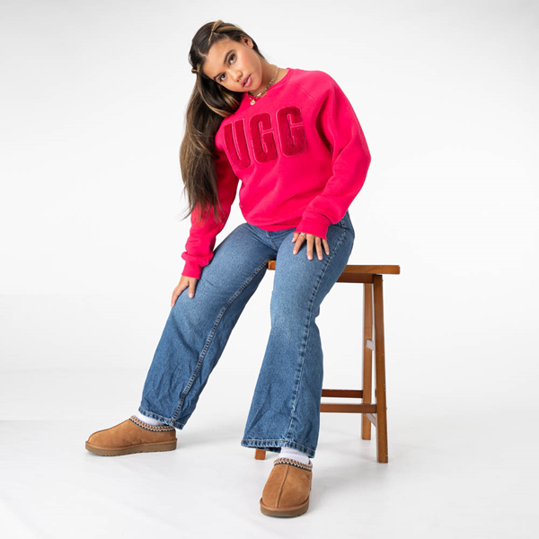 alternate view Womens UGG® Madeline Fuzzy Logo Sweatshirt - Cerise / GarnetALT1