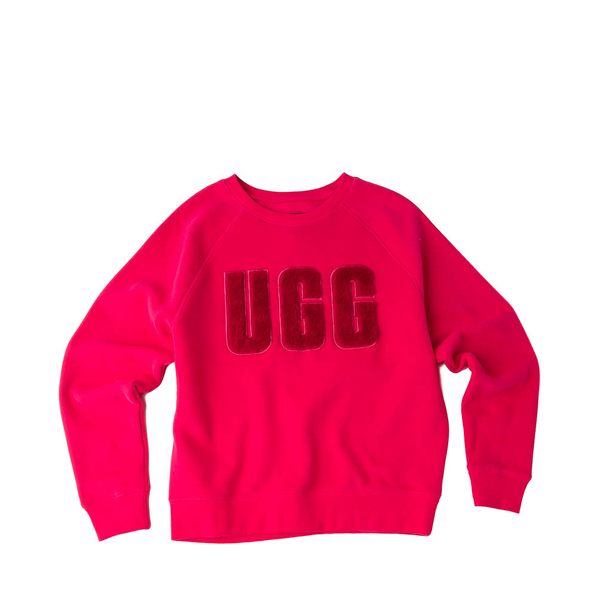 alternate view Womens UGG® Madeline Fuzzy Logo Sweatshirt - Cerise / GarnetALT2