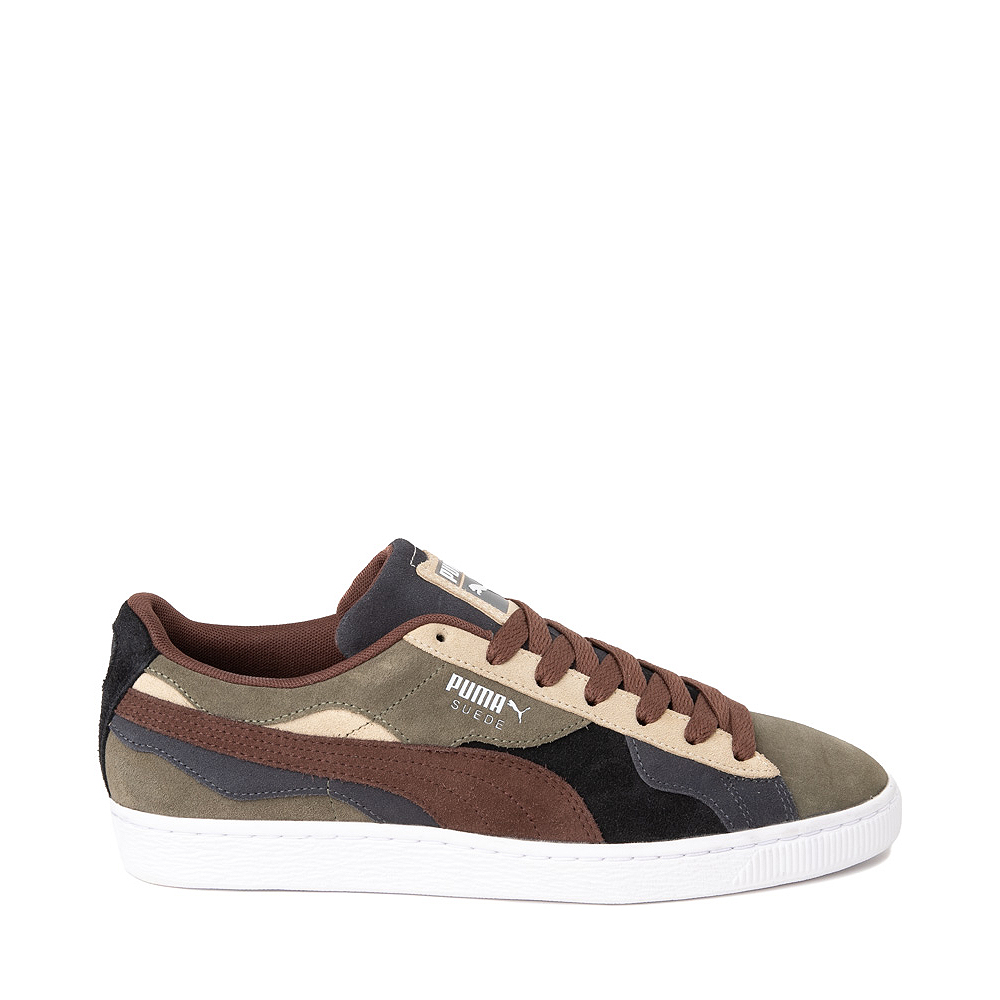 Mens PUMA Suede Camowave Athletic Shoe - Olive / Chestnut Brown / Shadow Gray