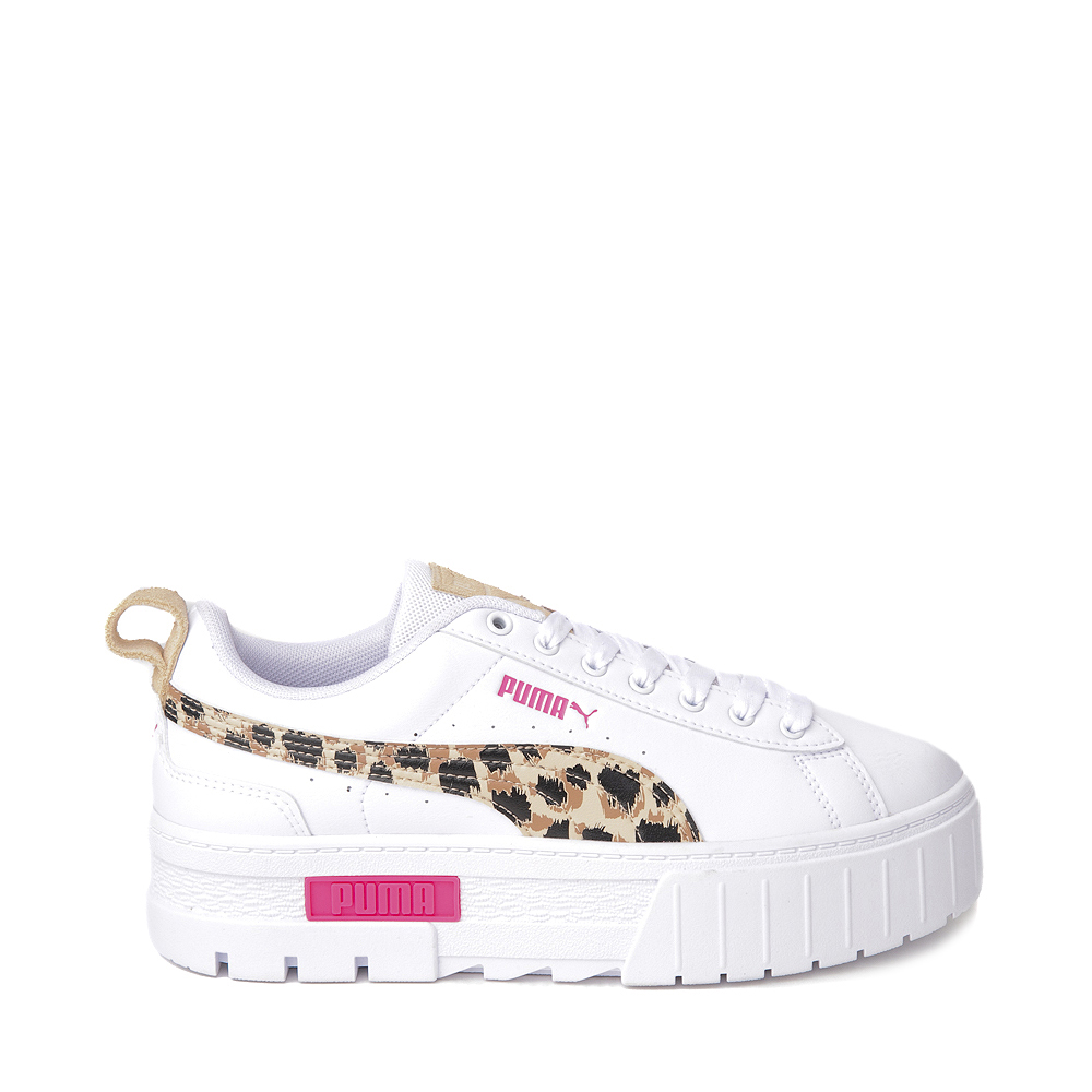 Womens PUMA Mayze Animal Platform Athletic Shoe - White / Leopard