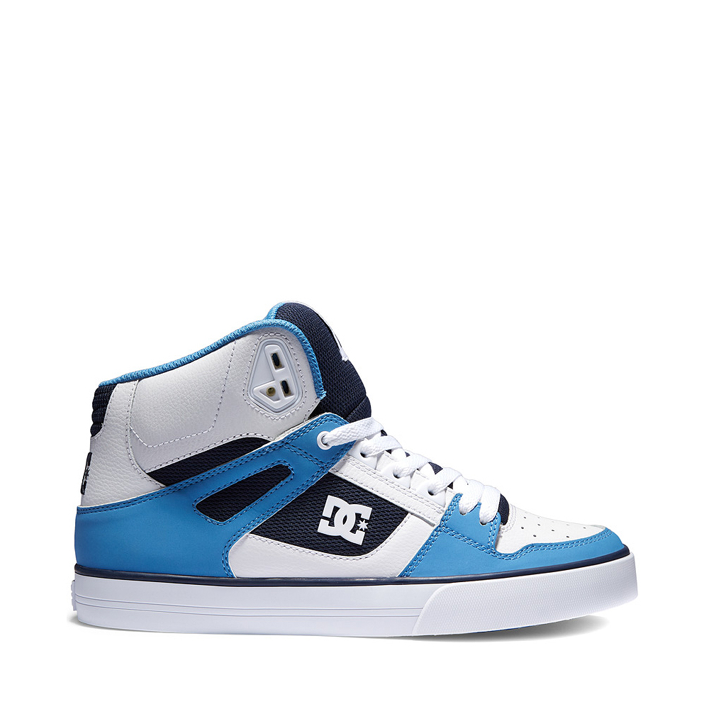 Mens DC Pure Hi Skate Shoe - White / Carolina Blue
