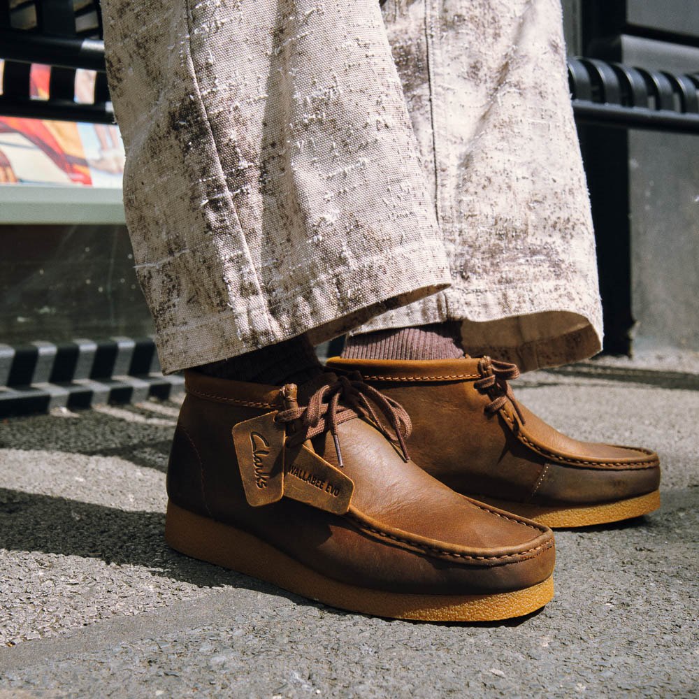 Mens Clarks Wallabee EVO Casual Shoe - Beeswax | Journeys
