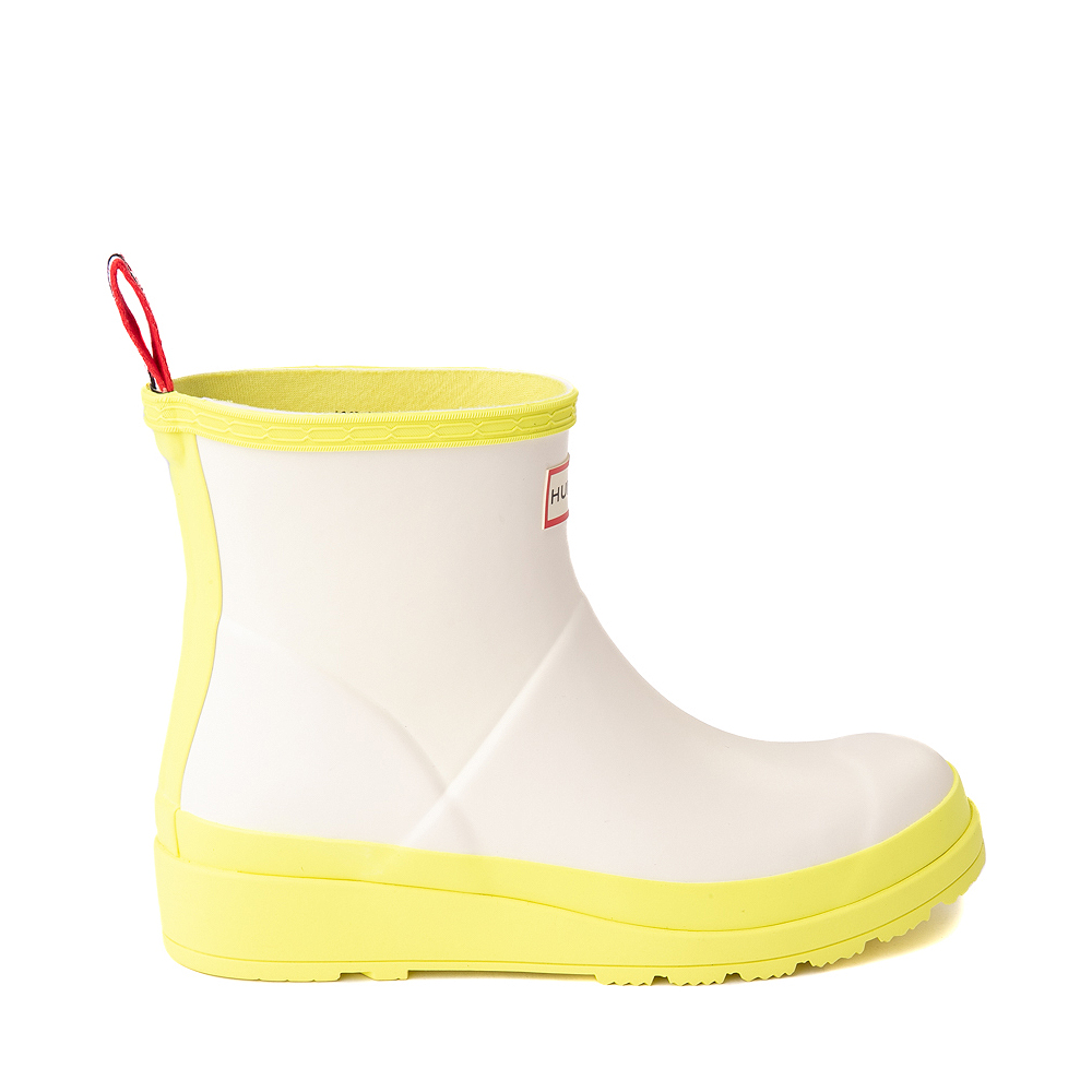 Womens Hunter Play Short Rain Boot - Shaded White / Zesty Yellow