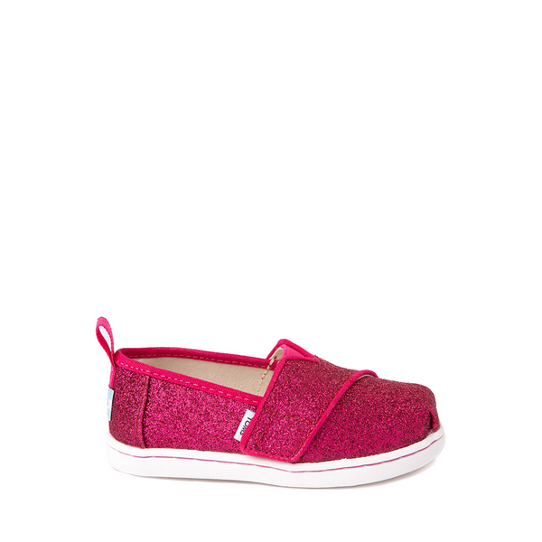 TOMS Alpargata Glitter Slip On Casual Shoe -Baby / Toddler / Little Kid - Bright Pink
