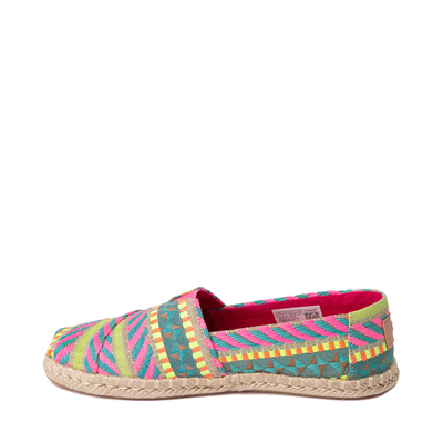 Alternate view of Womens TOMS Alpargata Global Jacquard Rope Slip On Casual Shoe - Neon Pink Global