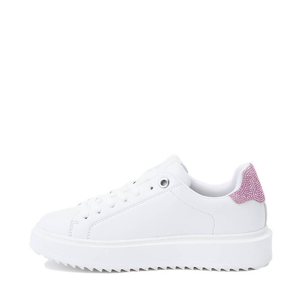 alternate view Womens Steve Madden Charlie Rhinestone Sneaker - White / PinkALT1
