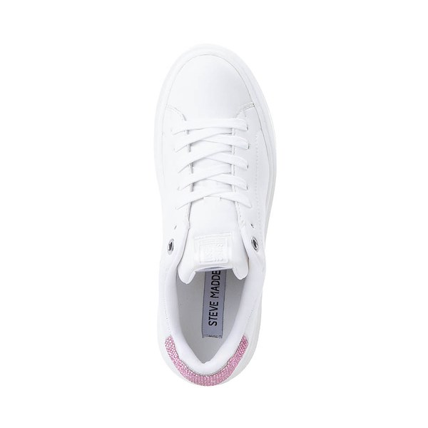alternate view Womens Steve Madden Charlie Rhinestone Sneaker - White / PinkALT2