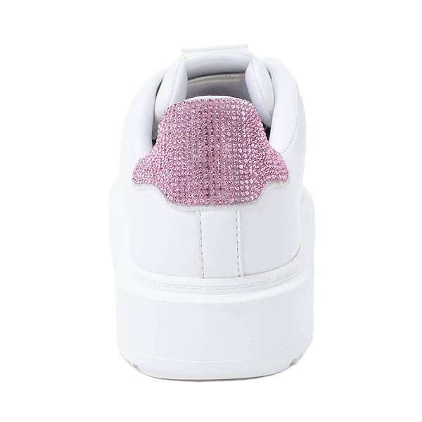 alternate view Womens Steve Madden Charlie Rhinestone Sneaker - White / PinkALT4