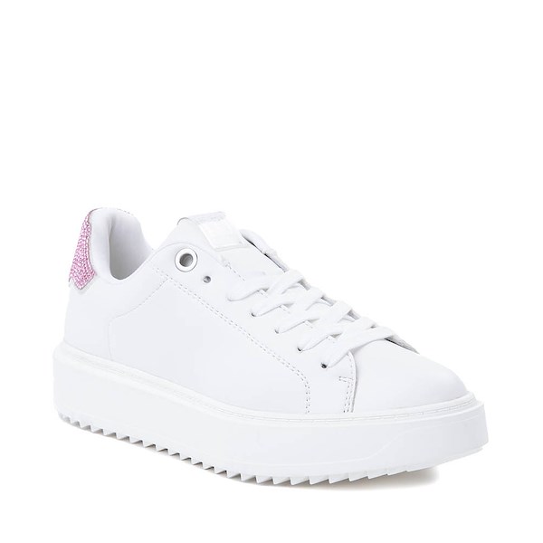 alternate view Womens Steve Madden Charlie Rhinestone Sneaker - White / PinkALT5
