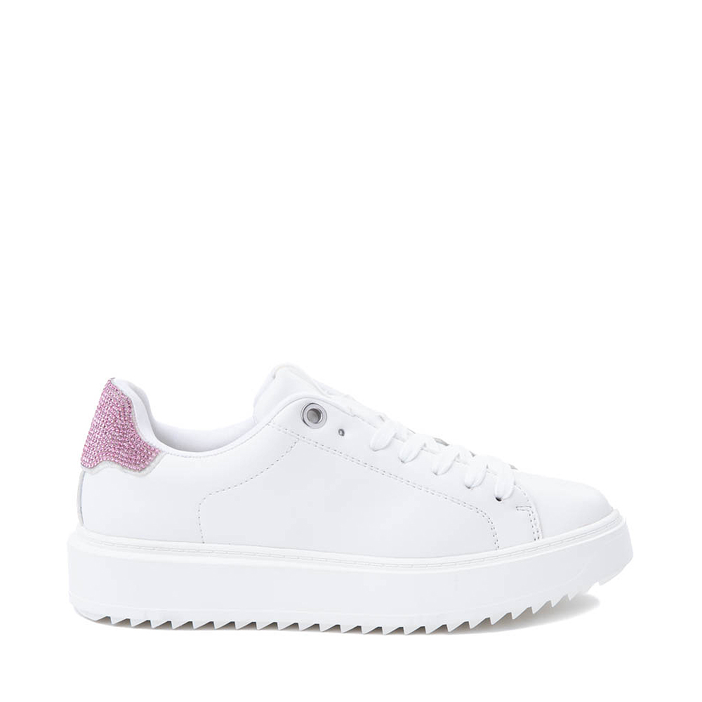 Womens Steve Madden Charlie Rhinestone Sneaker - White / Pink