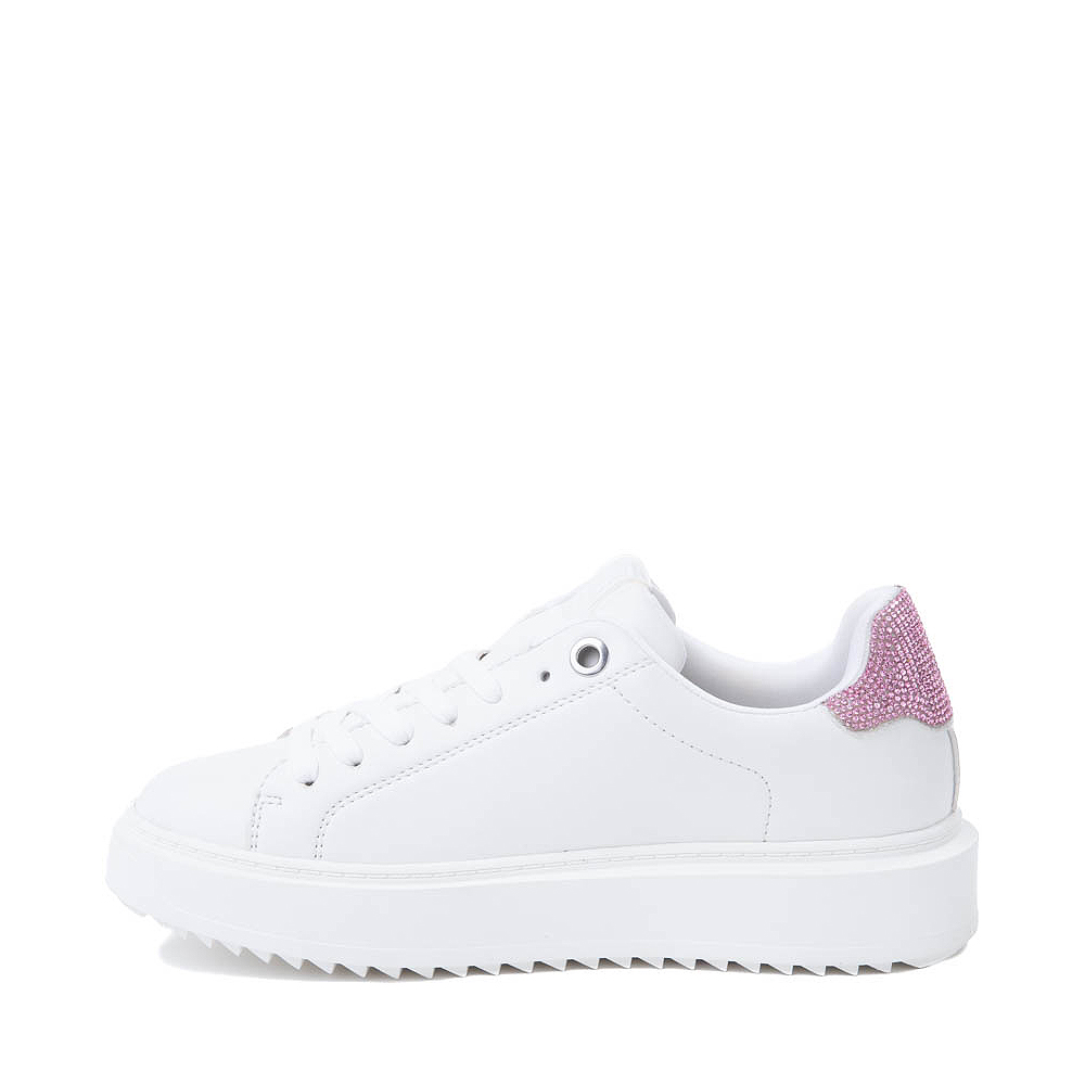 Womens Steve Madden Charlie Rhinestone Sneaker - White / Pink | Journeys