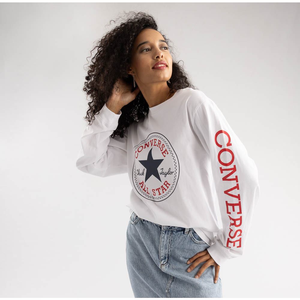 Journeys Long | Converse - Patch White Sleeve Chuck Tee