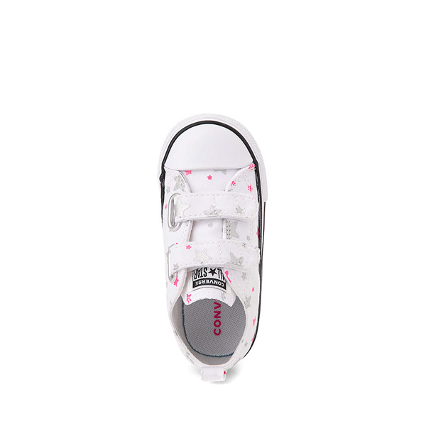 alternate view Converse Chuck Taylor All Star 2V Lo Sneaker - Baby / Toddler - White / Pink / Silver / StarsALT2