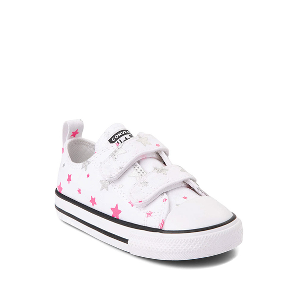 alternate view Converse Chuck Taylor All Star 2V Lo Sneaker - Baby / Toddler - White / Pink / Silver / StarsALT5