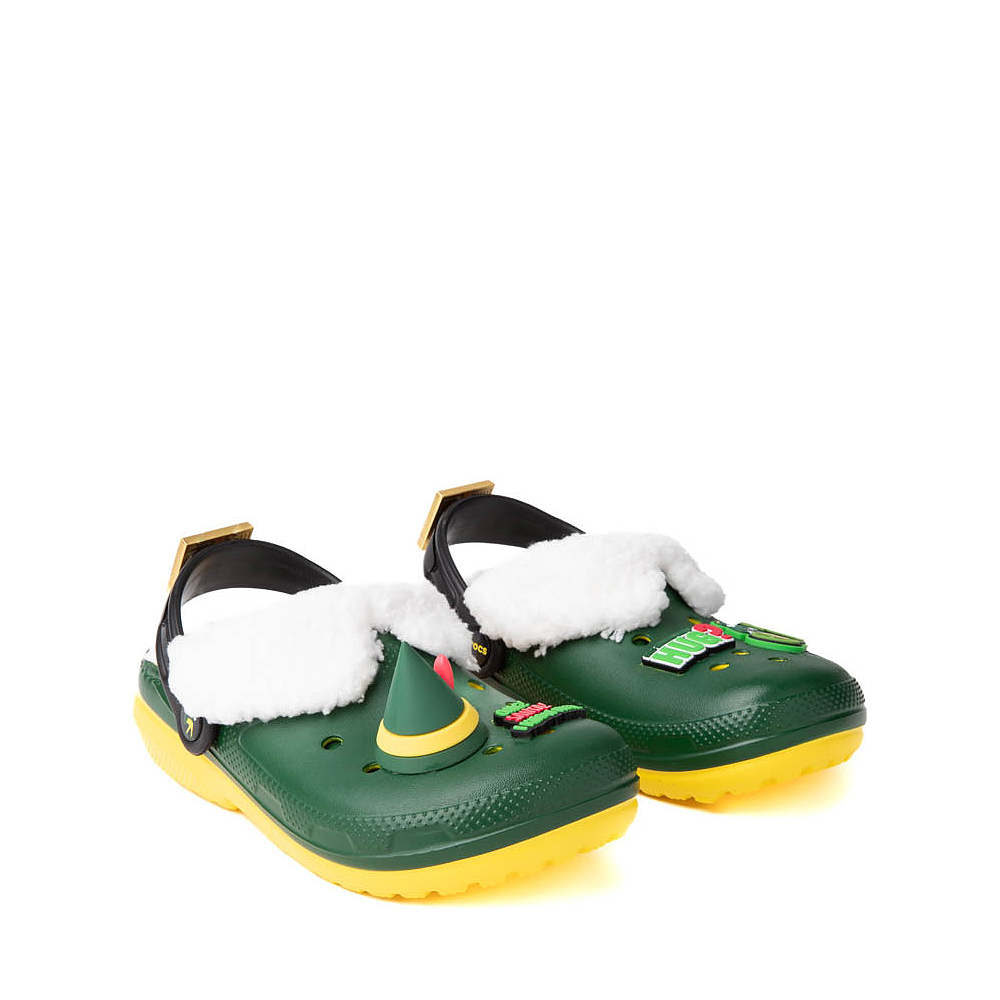 Elf x Crocs Classic Fuzz-Lined Clog - Little Kid / Big Kid - Dark Green ...