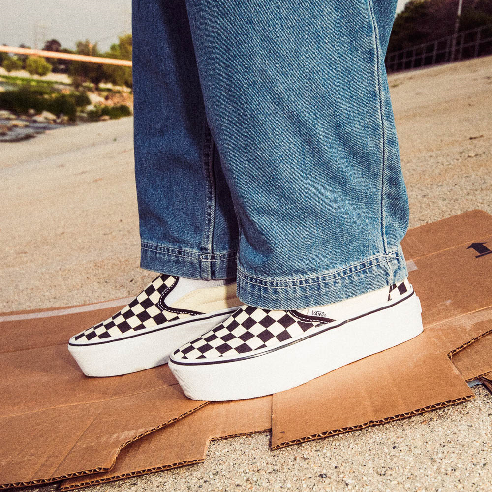 Red and black checkerboard vans journeys online